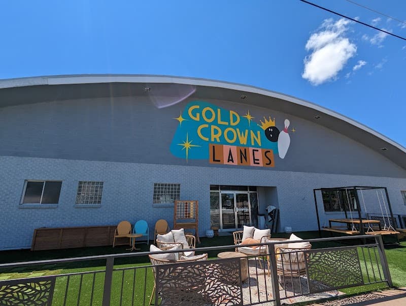Interior view of Gold Crown Lanes bowling alley