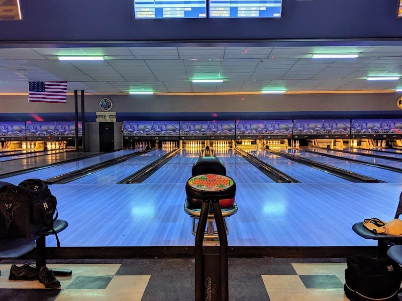 Interior view of Green Acres Bowl bowling alley