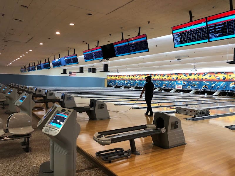Interior view of Hanover Lanes bowling alley