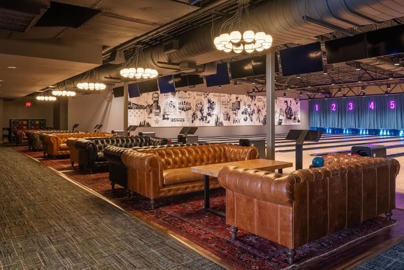 Interior view of Highball Lanes bowling alley