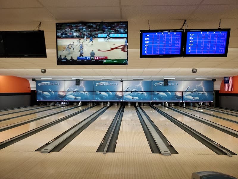 Interior view of Hillcrest Lanes bowling alley