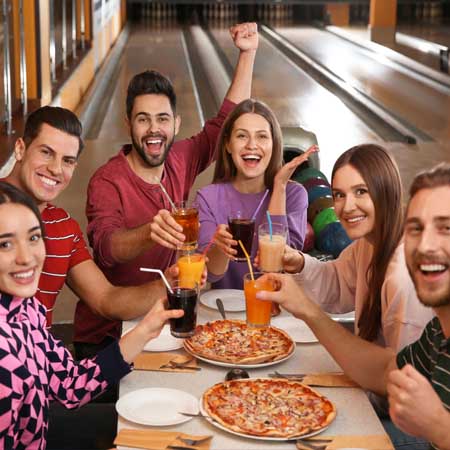 Interior view of Homestead Bowl bowling alley