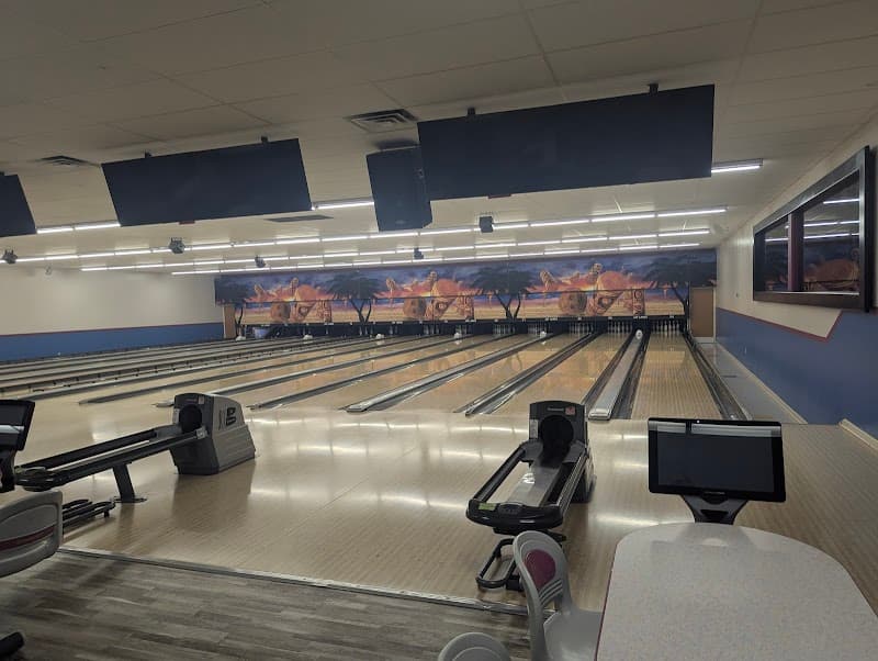 Interior view of Jay Lanes bowling alley
