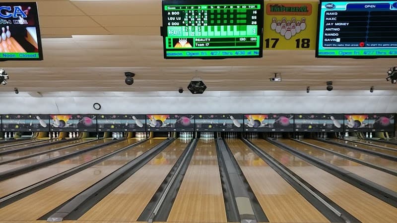 Interior view of Kelly's Imperial Lanes bowling alley