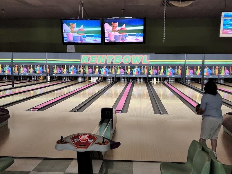 Interior view of Kent Bowl bowling alley