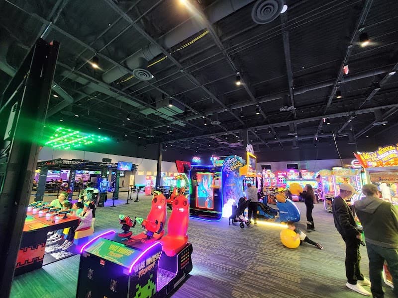 Interior view of Kingpinz Social bowling alley