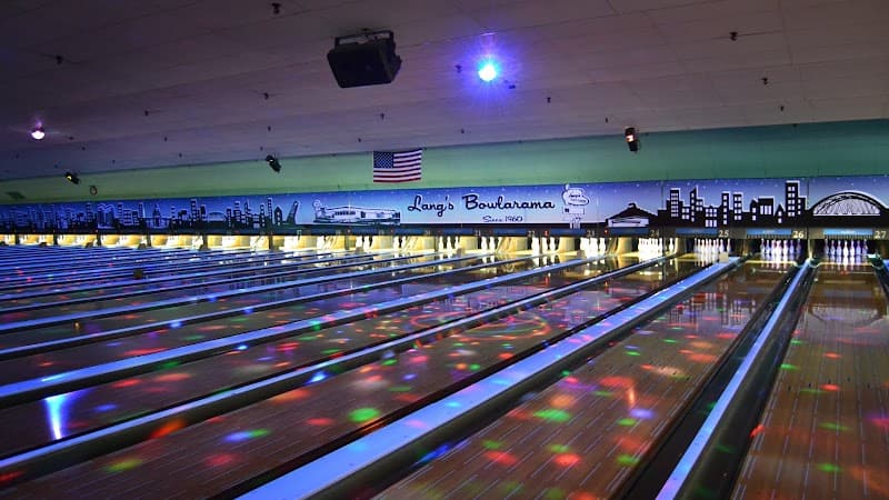 Interior view of Lang's Bowlarama bowling alley
