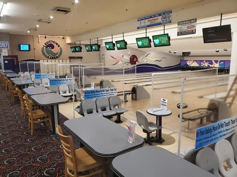 Interior view of Levittown Lanes bowling alley