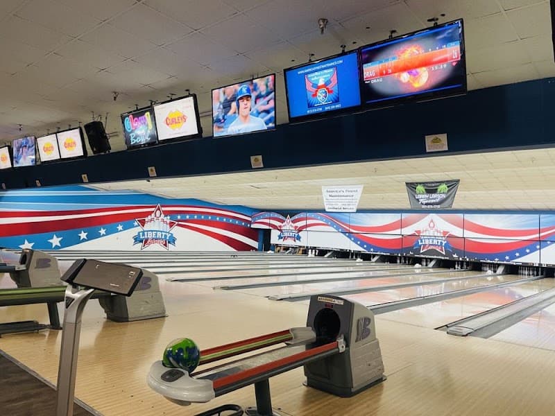 Interior view of Liberty Lanes bowling alley