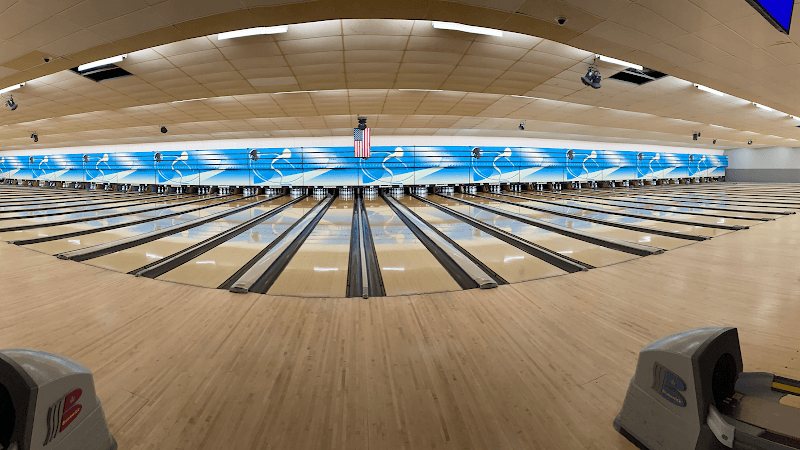 Interior view of Lodge Lanes bowling alley
