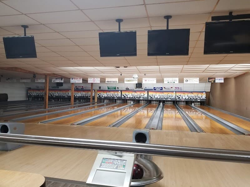 Interior view of Lost Lanes bowling alley