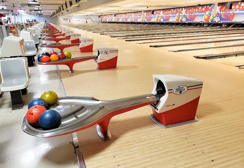 Interior view of Lucky Strike Gaithersburg bowling alley