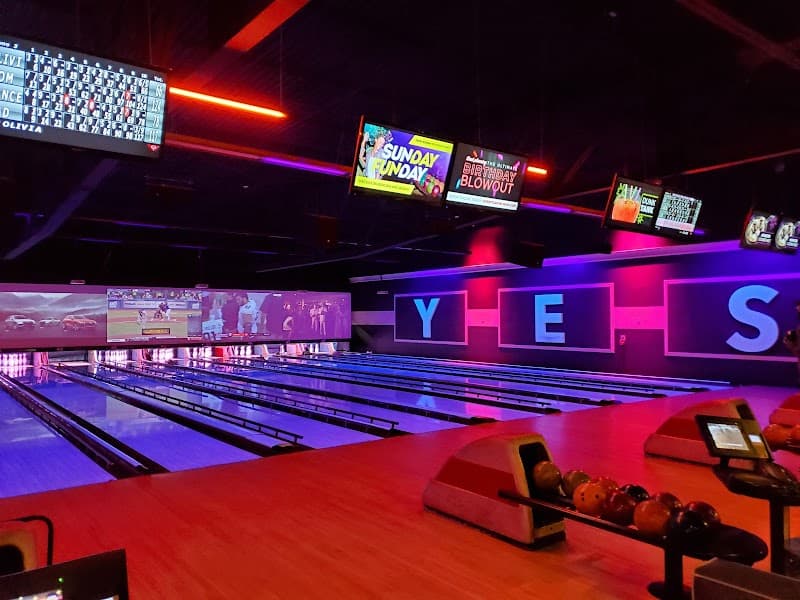 Interior view of Lucky Strike Green Brook bowling alley