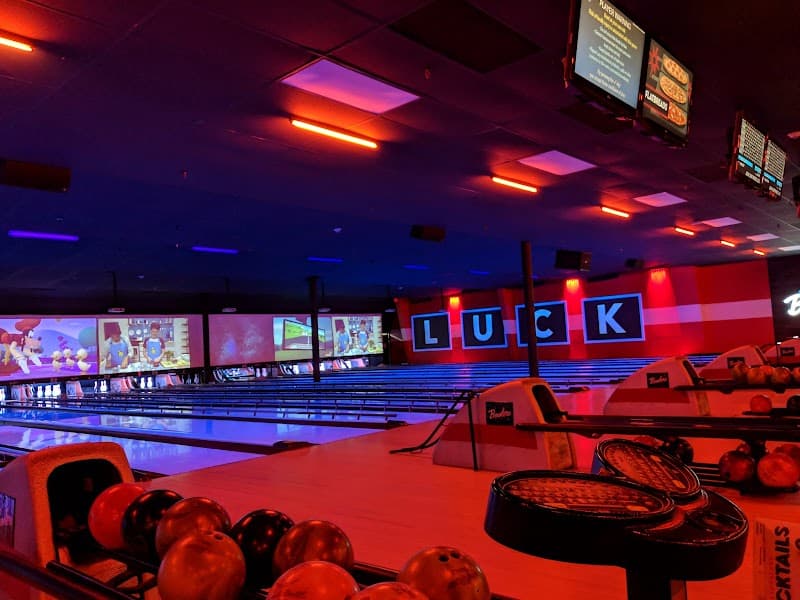 Interior view of Lucky Strike Sayville bowling alley
