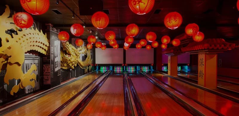 Interior view of Lucky Strike Times Square bowling alley