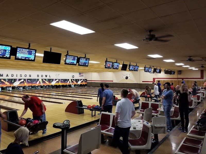 Interior view of Madison Bowl bowling alley
