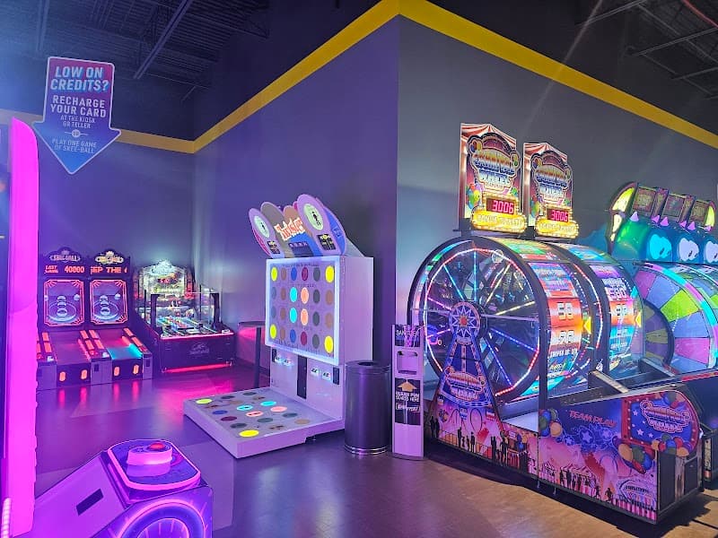 Interior view of Main Event Grand Rapids bowling alley