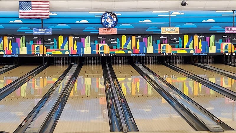 Interior view of Mayflower Lanes bowling alley