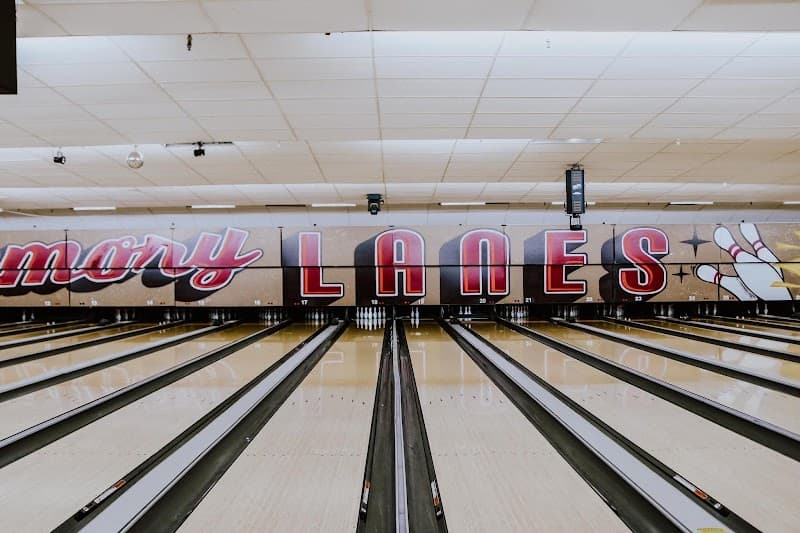 Interior view of Memory Lanes bowling alley