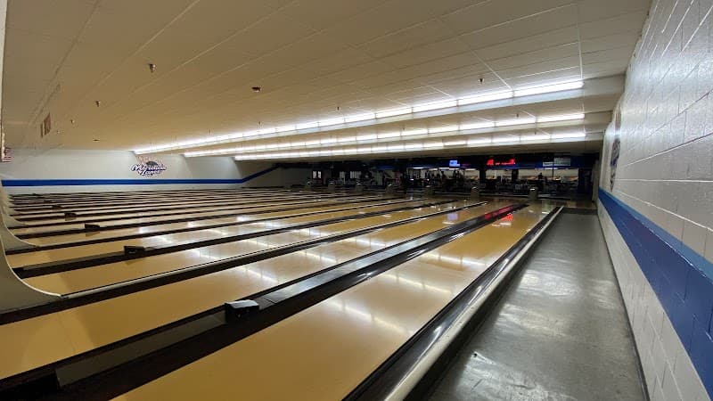 Interior view of Meridian Bowling Lanes bowling alley