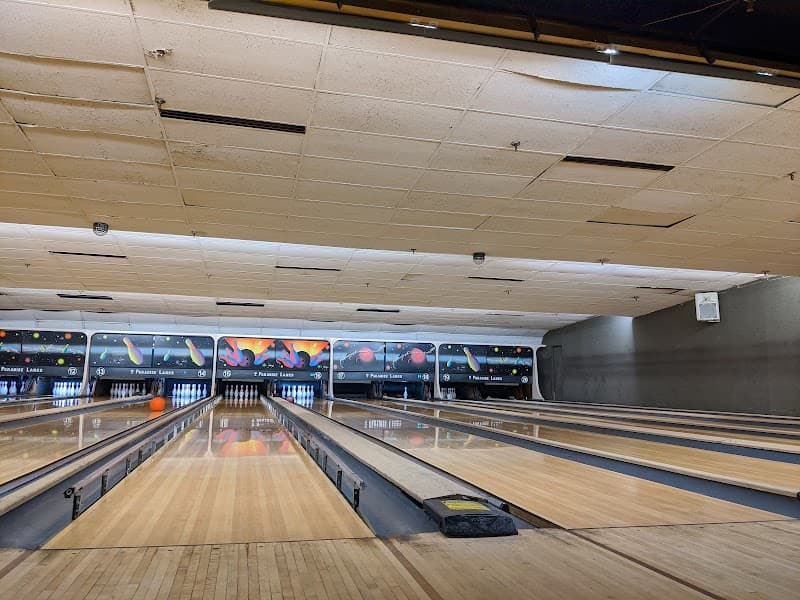 Interior view of New Paradise Lanes bowling alley