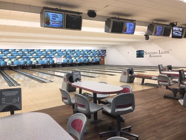 Interior view of Northern Lights Recreation bowling alley