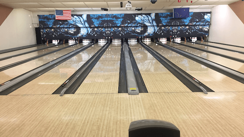 Interior view of PINZ bowling alley