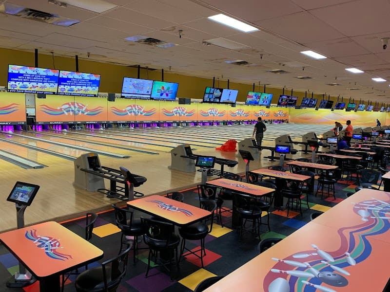 Interior view of Polar Bowl bowling alley