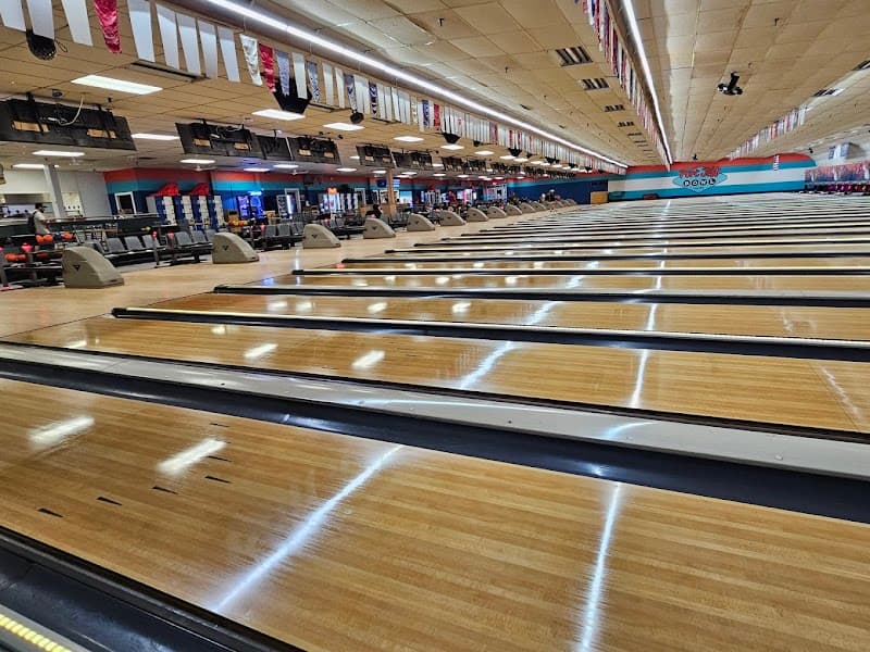 Interior view of Port Jeff Bowl bowling alley