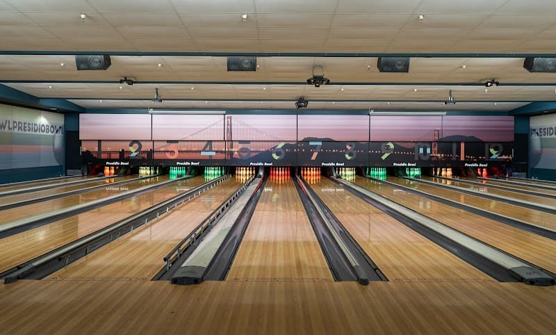Interior view of Presidio Bowl bowling alley