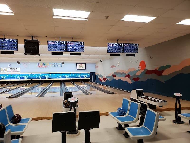 Interior view of Rainbow Lanes bowling alley