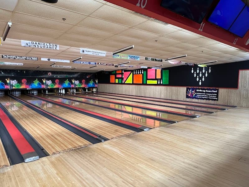 Interior view of Recreation Lanes bowling alley