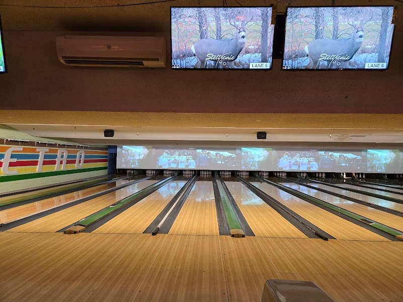 Interior view of Retro Bowl AV bowling alley