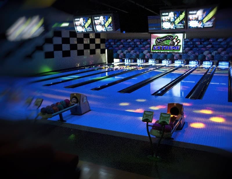 Interior view of River City Extreme bowling alley