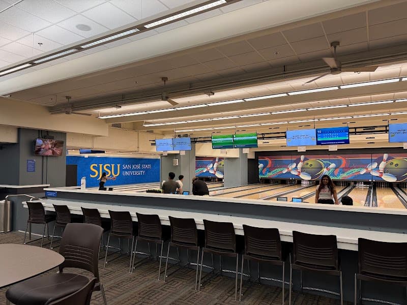 Interior view of SJSU Student Union Bowling Center bowling alley