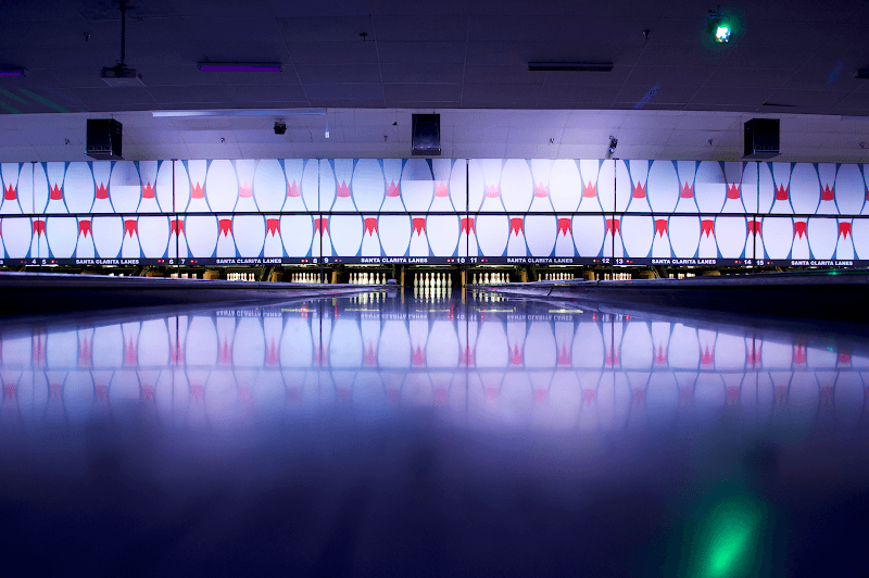 Interior view of Santa Clarita Lanes bowling alley