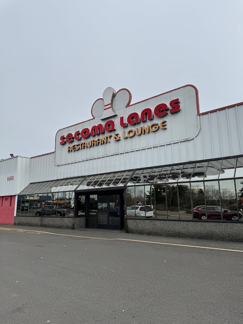Interior view of Secoma Lanes bowling alley