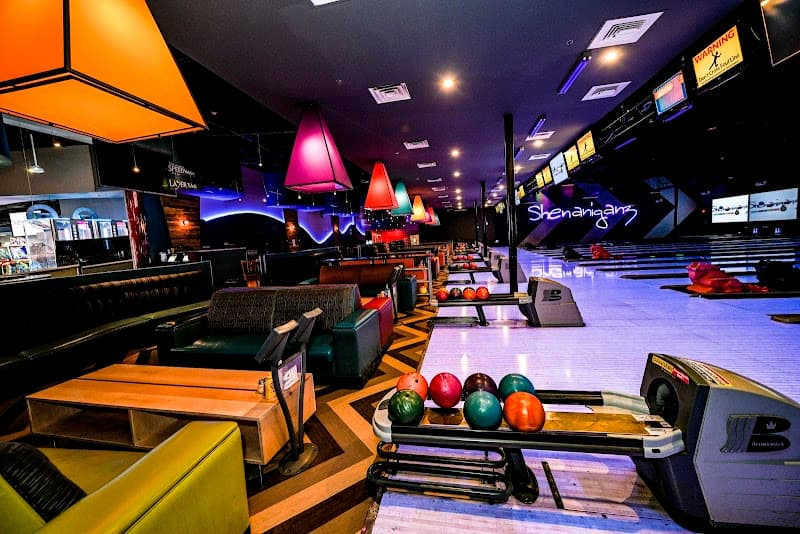 Interior view of Shenaniganz Entertainment Center bowling alley