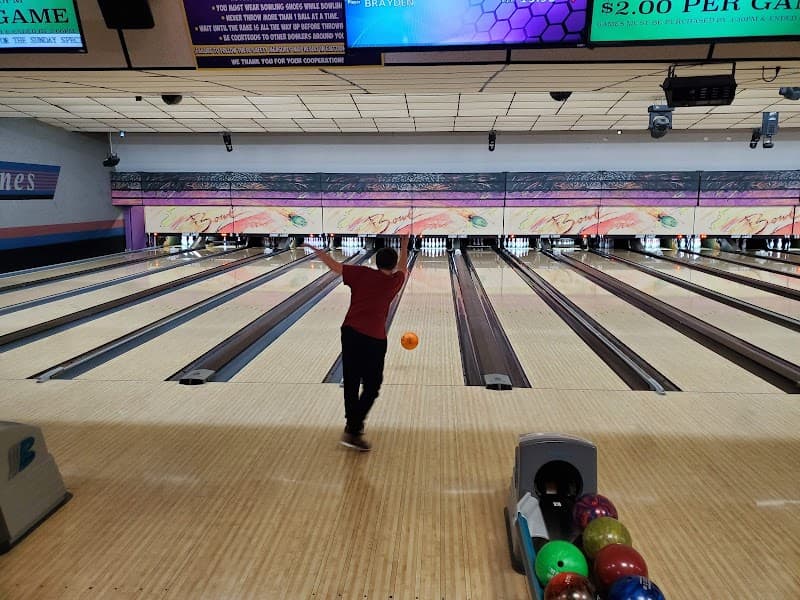 Interior view of Shore Lanes bowling alley