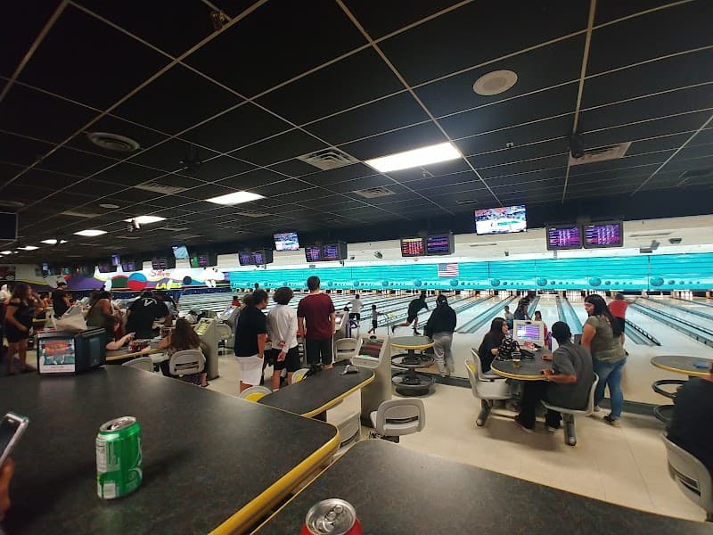 Interior view of Silva Lanes bowling alley