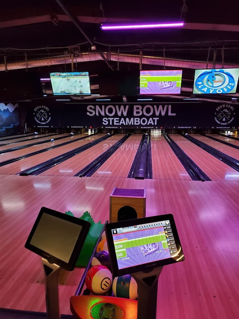 Interior view of Snow Bowl Steamboat bowling alley
