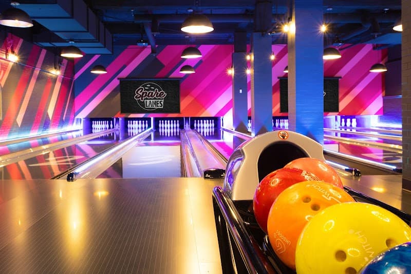 Interior view of Spare Lanes bowling alley