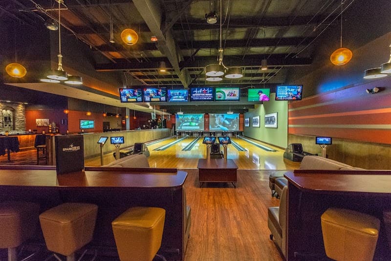 Interior view of Spare Time Huntersville bowling alley