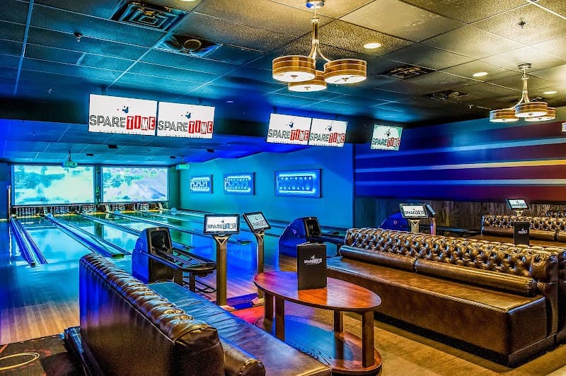Interior view of Spare Time Vernon bowling alley