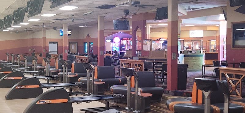 Interior view of Sparetimes bowling alley