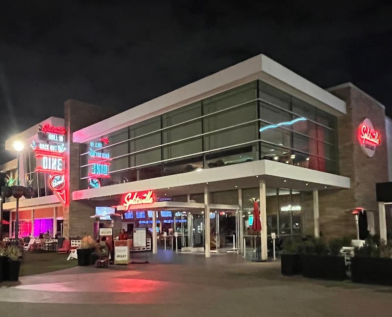 Interior view of Splitsville Luxury Lanes bowling alley