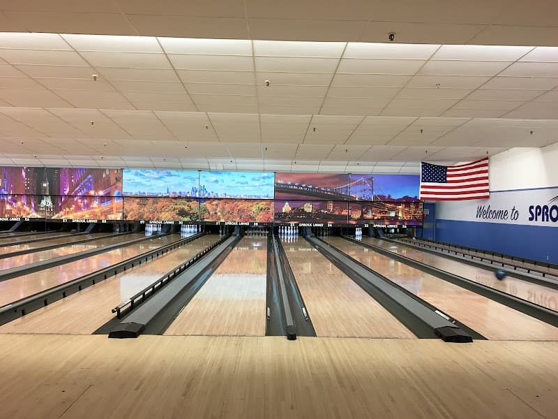 Interior view of Sproul Lanes bowling alley