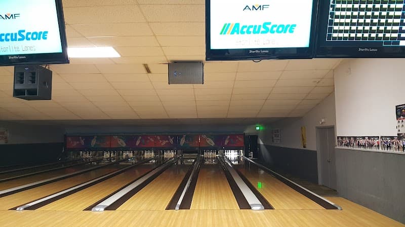 Interior view of Starlite Lanes bowling alley