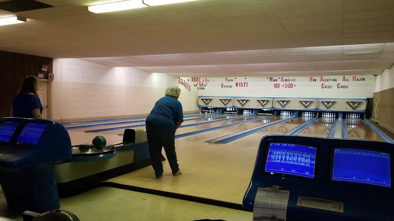 Interior view of State Lanes Inc. bowling alley