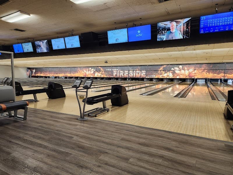 Interior view of Steve Cook's Fireside Lanes bowling alley